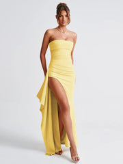 Celeste Strapless Gown | Elegant silhouette with a daring split