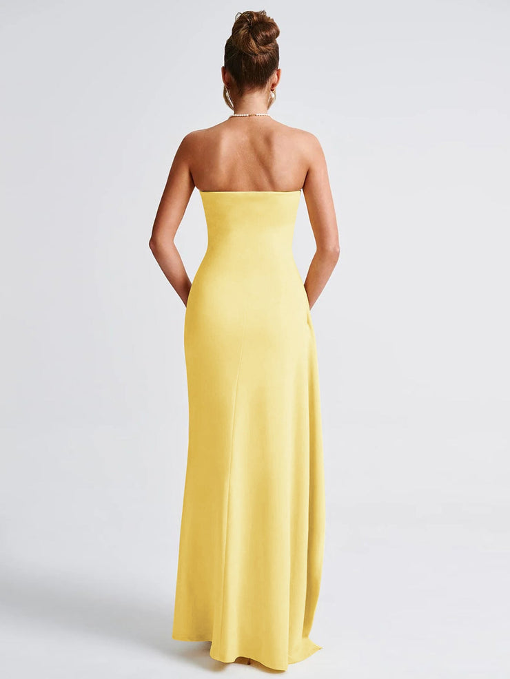 Celeste Strapless Gown | Elegant silhouette with a daring split