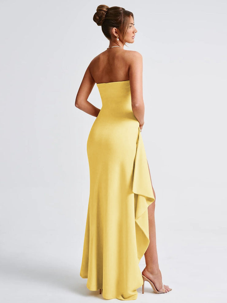 Celeste Strapless Gown | Elegant silhouette with a daring split