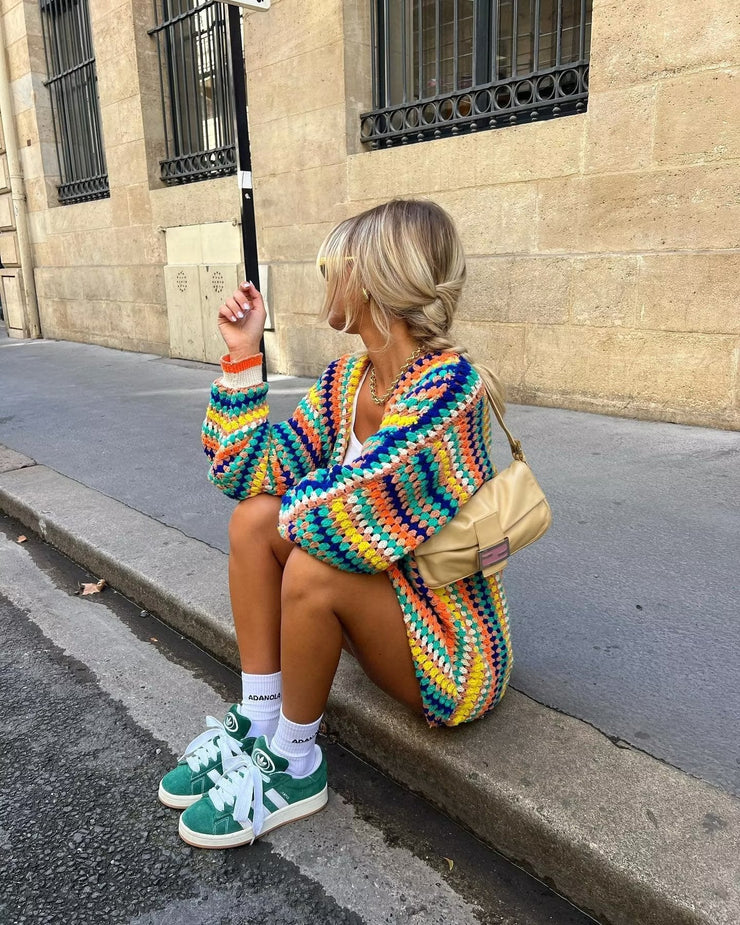 Coogee Crochet Cardi | Colourful oversized cardigan