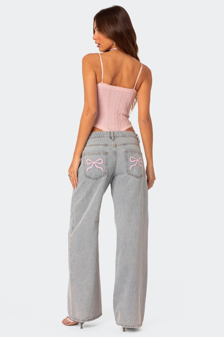 Darcy Bow Jeans | Wide-leg pants