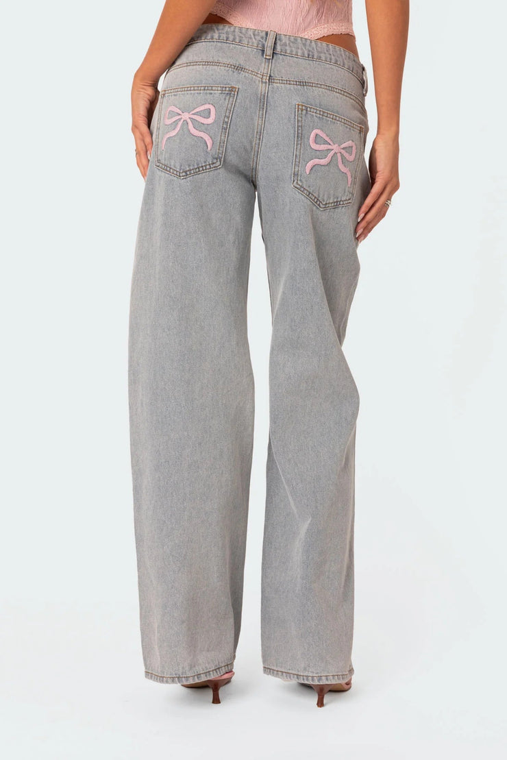 Darcy Bow Jeans | Wide-leg pants