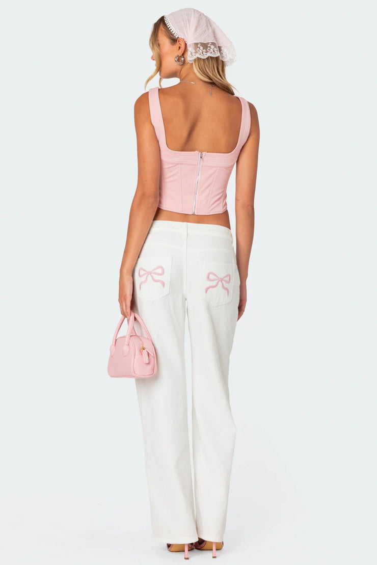 Darcy Bow Jeans | Wide-leg pants
