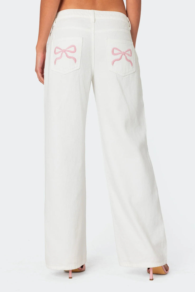 Darcy Bow Jeans | Wide-leg pants