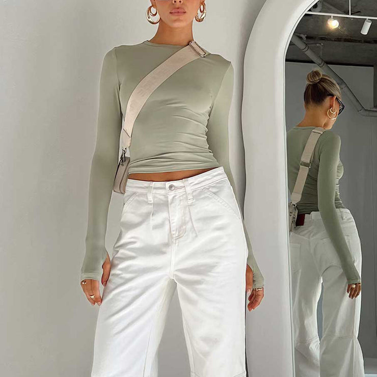 Elora Fitted Long Sleeve Top | Basic stretch top women