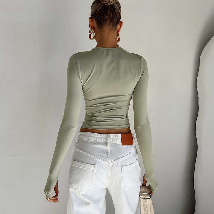 Elora Fitted Long Sleeve Top | Basic stretch top women