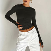 Elora Fitted Long Sleeve Top | Basic stretch top women