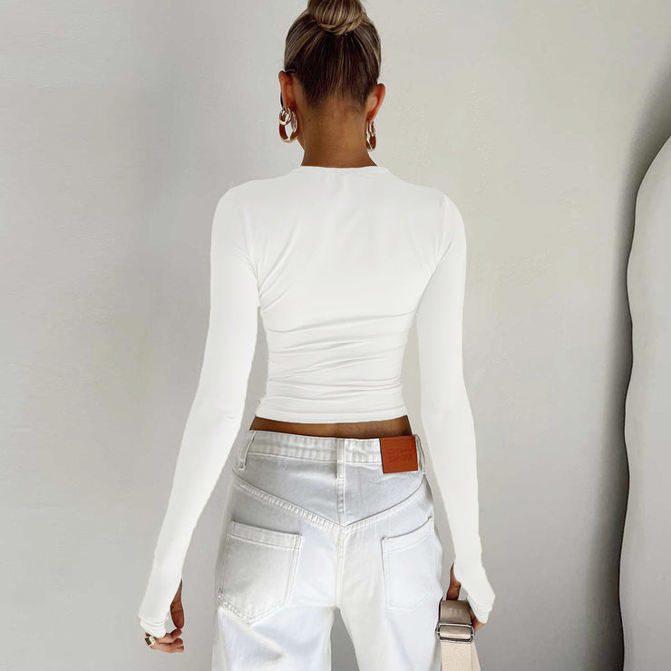 Elora Fitted Long Sleeve Top | Basic stretch top women