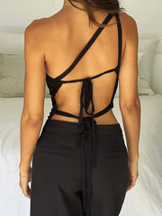Luna Tie-Back Asymmetric Top | Bold & backless statement piece