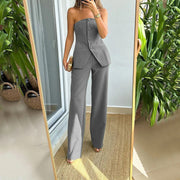 Mila Strapless Set | Chic wide-leg suit look