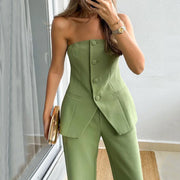 Mila Strapless Set | Chic wide-leg suit look