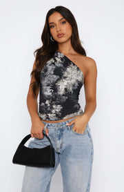 One Shoulder Ruched Crop Top