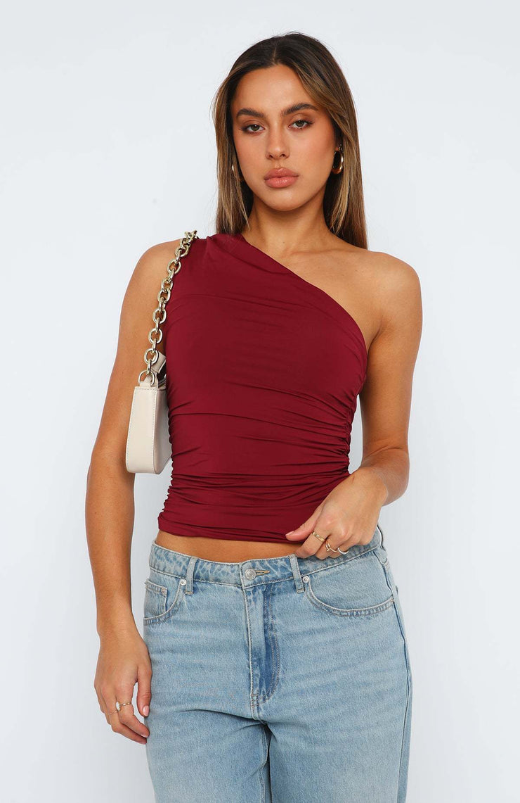 One Shoulder Ruched Crop Top