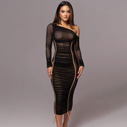 Sienna One Shoulder Dress | Bodycon midi