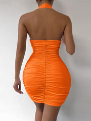 Sienna Ruched Halter Mini Dress | Sleek & sculpted summer statement