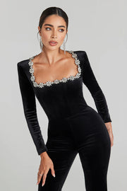 Celeste Luxe Black Jumpsuit | Elegant embellished formalwear