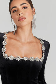 Celeste Luxe Black Jumpsuit | Elegant embellished formalwear
