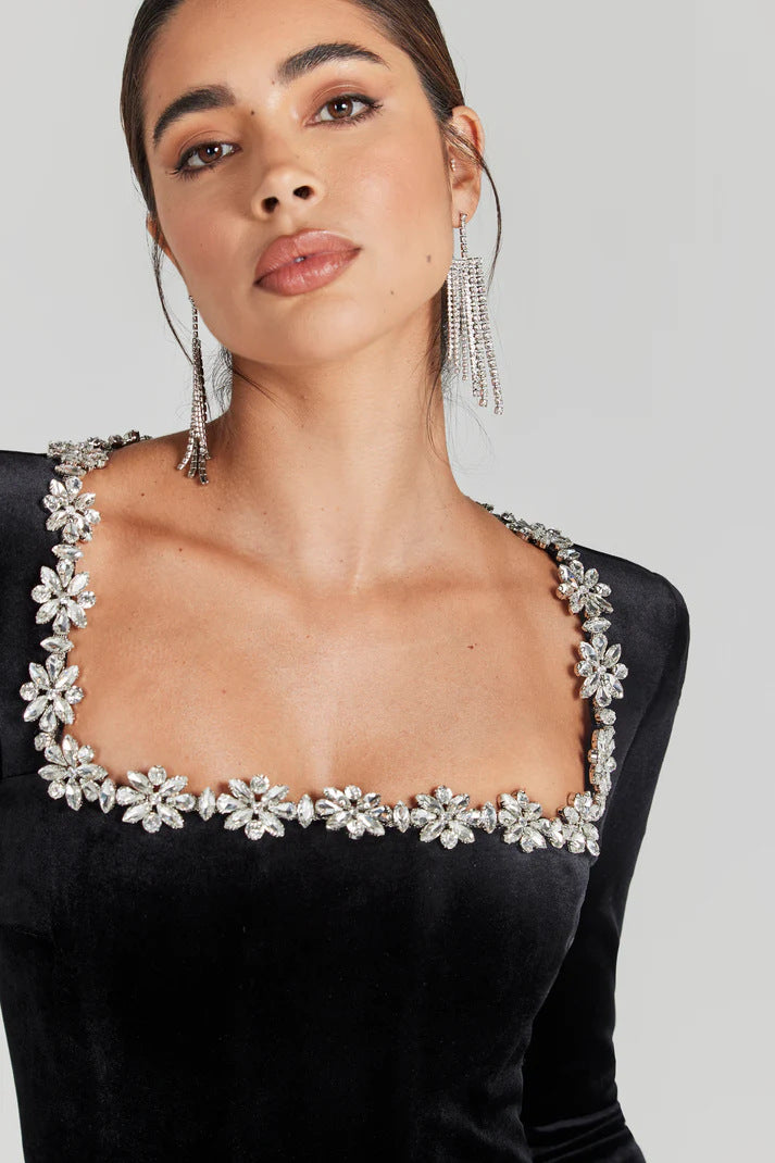 Celeste Luxe Black Jumpsuit | Elegant embellished formalwear