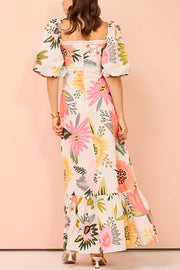 Coastal Bloom Puff Sleeve Dress | Summer brunch floral dress