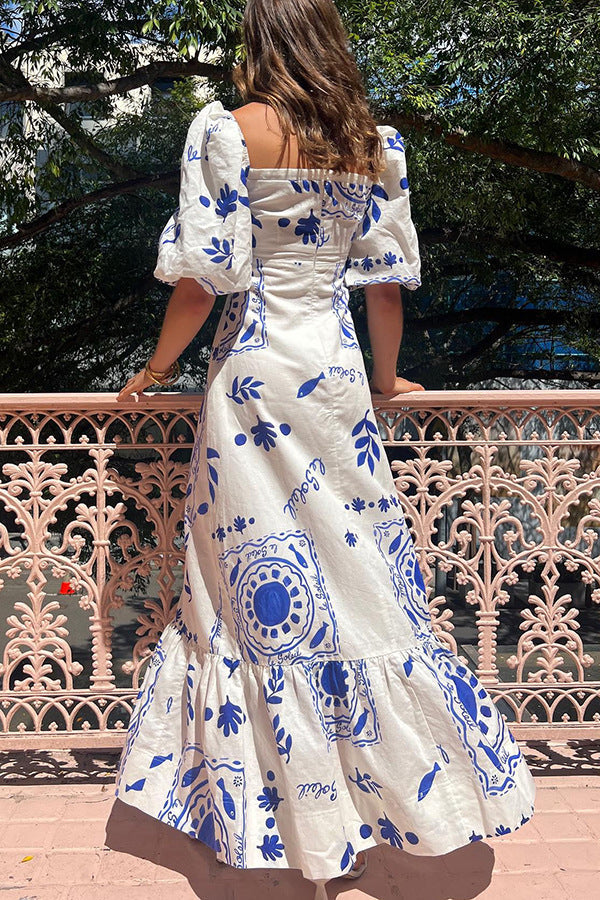 Coastal Bloom Puff Sleeve Dress | Summer brunch floral dress