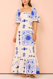 Coastal Bloom Puff Sleeve Dress | Summer brunch floral dress