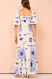 Coastal Bloom Puff Sleeve Dress | Summer brunch floral dress