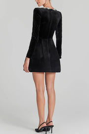 Isla Embellished Mini Dress | Luxe long sleeve party dress