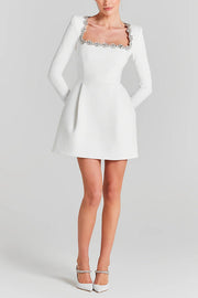 Isla Embellished Mini Dress | Luxe long sleeve party dress