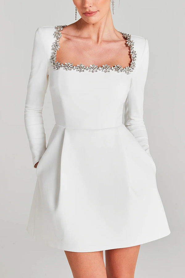 Isla Embellished Mini Dress | Luxe long sleeve party dress
