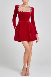 Isla Embellished Mini Dress | Luxe long sleeve party dress