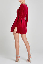 Isla Embellished Mini Dress | Luxe long sleeve party dress