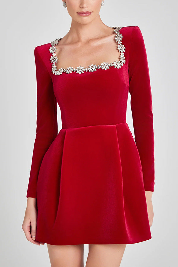 Isla Embellished Mini Dress | Luxe long sleeve party dress