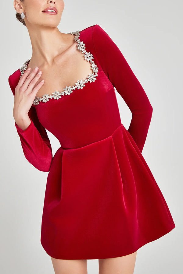 Isla Embellished Mini Dress | Luxe long sleeve party dress