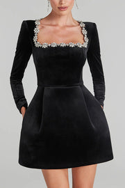 Isla Embellished Mini Dress | Luxe long sleeve party dress