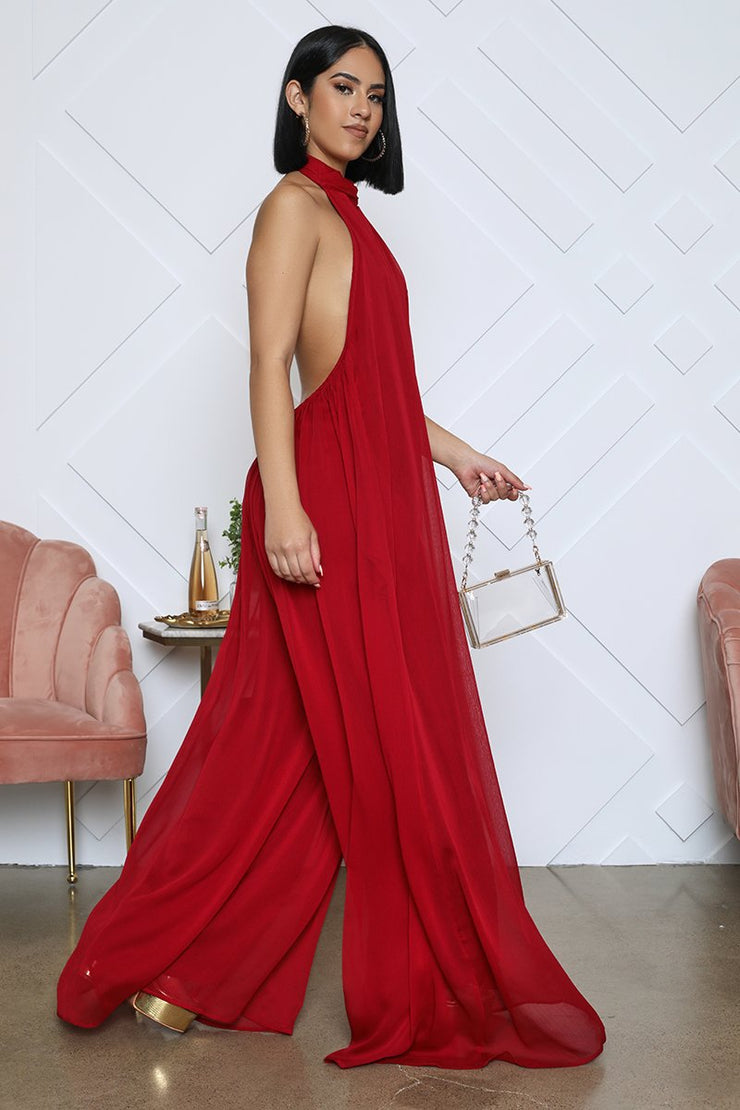 Isla Luxe Jumpsuit | Flowing backless halter jumpsuit