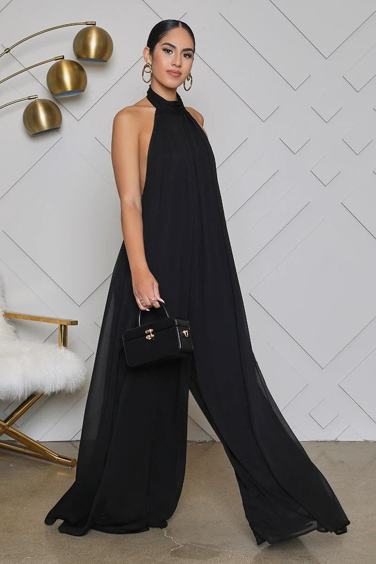 Isla Luxe Jumpsuit | Flowing backless halter jumpsuit