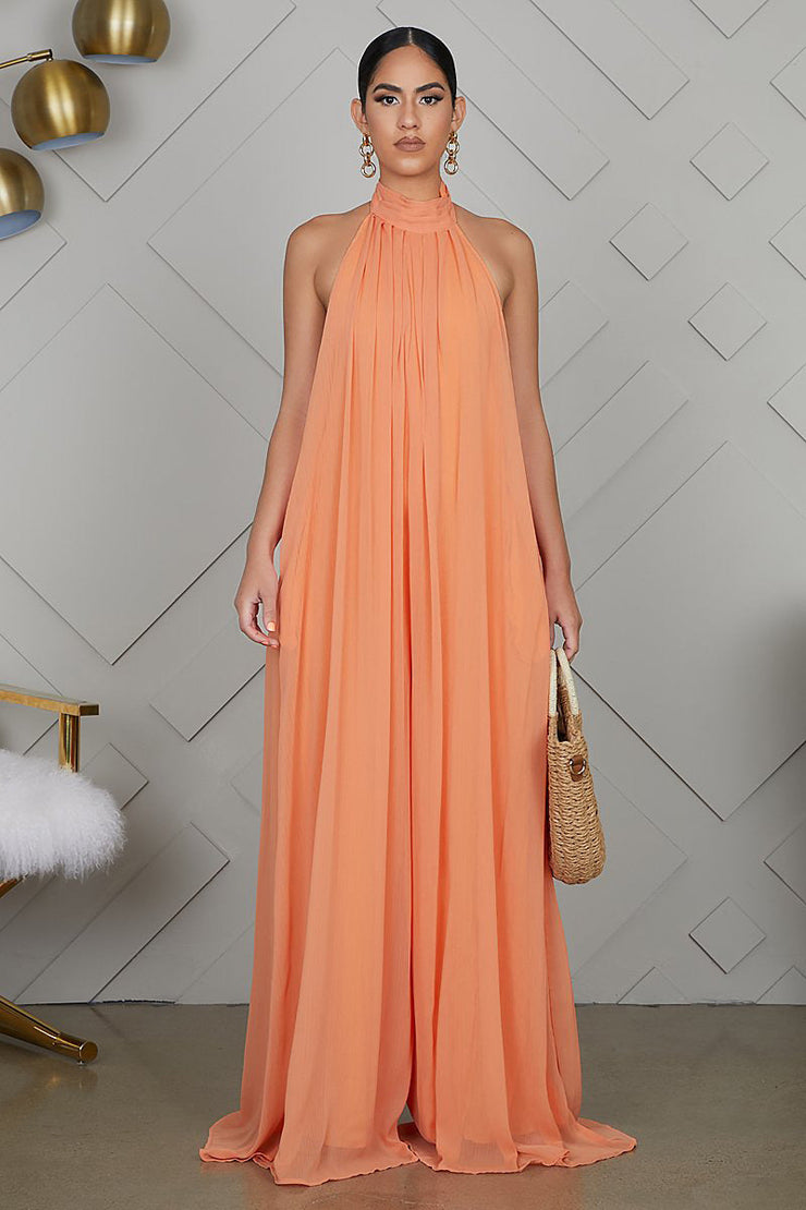 Isla Luxe Jumpsuit | Flowing backless halter jumpsuit