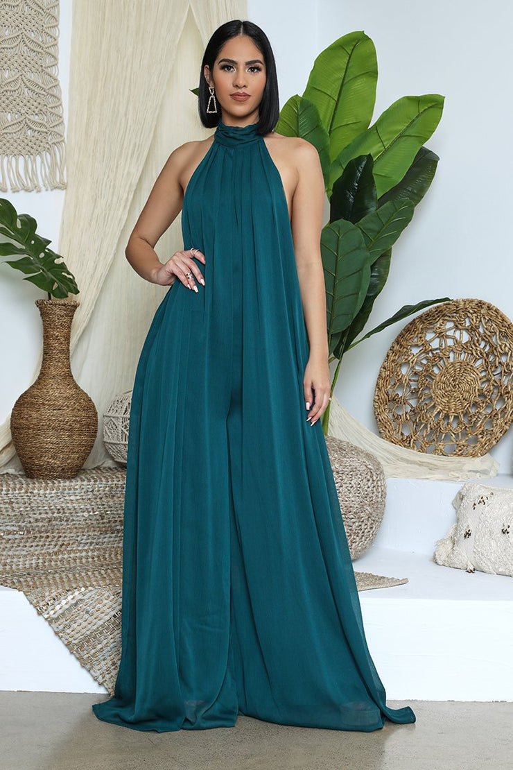 Isla Luxe Jumpsuit | Flowing backless halter jumpsuit