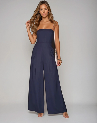 Aria Strapless Jumpsuit | Elegant Wide-Leg