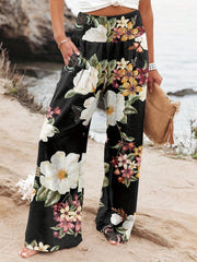 Noosa Bloom Pants | Relaxed floral wide-leg trousers