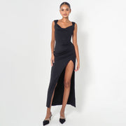 Sienna Slit Maxi | Sleeveless ruched evening dress