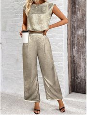 Sienna Luxe Set | Chic metallic loungewear outfit