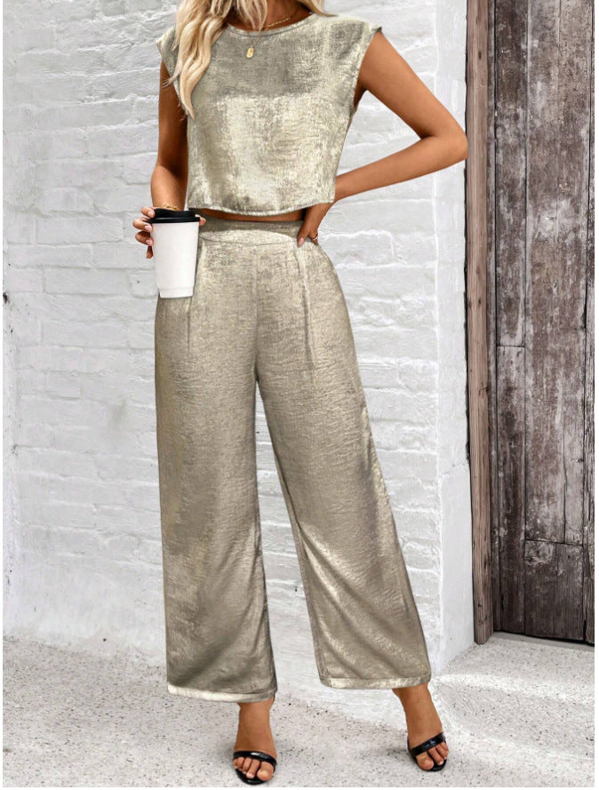 Sienna Luxe Set | Chic metallic loungewear outfit