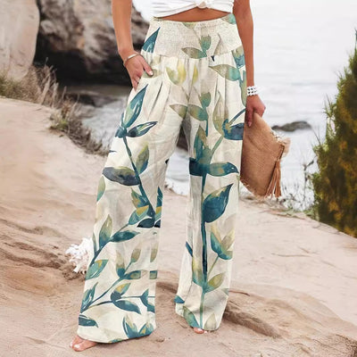 Noosa Bloom Pants | Relaxed floral wide-leg trousers
