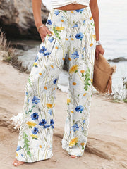 Noosa Bloom Pants | Relaxed floral wide-leg trousers