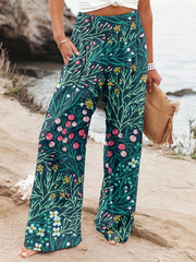 Noosa Bloom Pants | Relaxed floral wide-leg trousers