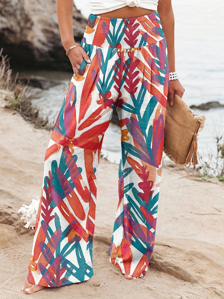 Noosa Bloom Pants | Relaxed floral wide-leg trousers
