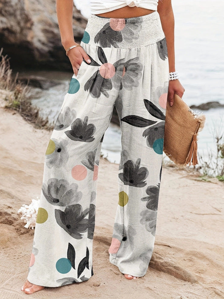 Noosa Bloom Pants | Relaxed floral wide-leg trousers