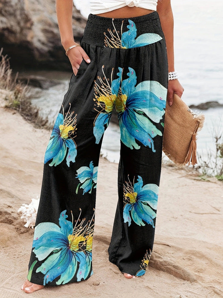 Noosa Bloom Pants | Relaxed floral wide-leg trousers