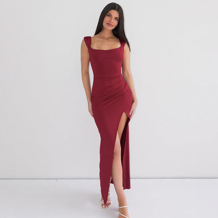 Sienna Slit Maxi | Sleeveless ruched evening dress